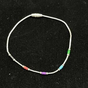Sterling Silver Multicolor Beaded Bracelet Southwestern 6.75"